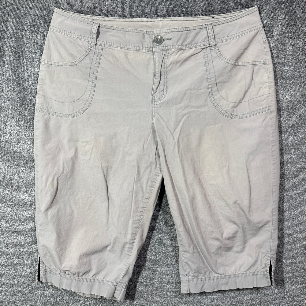 Lane Bryant Womens 18 Gray Stretch Cotton Capri Pants Cropped Trousers Casual
